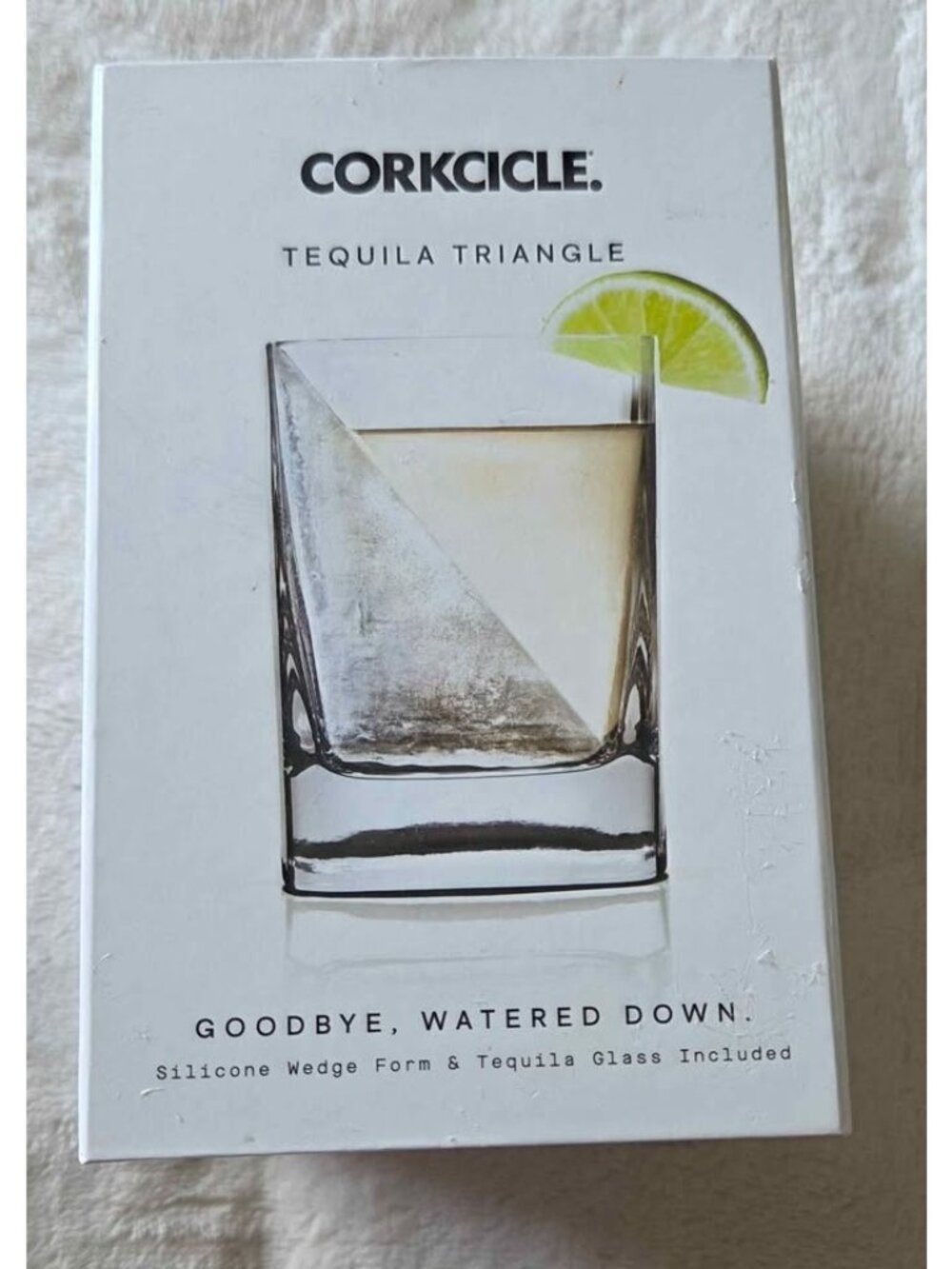 Brand New Corkcicle Tequila Triangle Glass & Silicone Ice Wedge Form Set